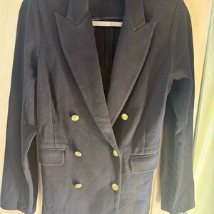 Womens Double-Breasted Navy Blazer with Gold Buttons